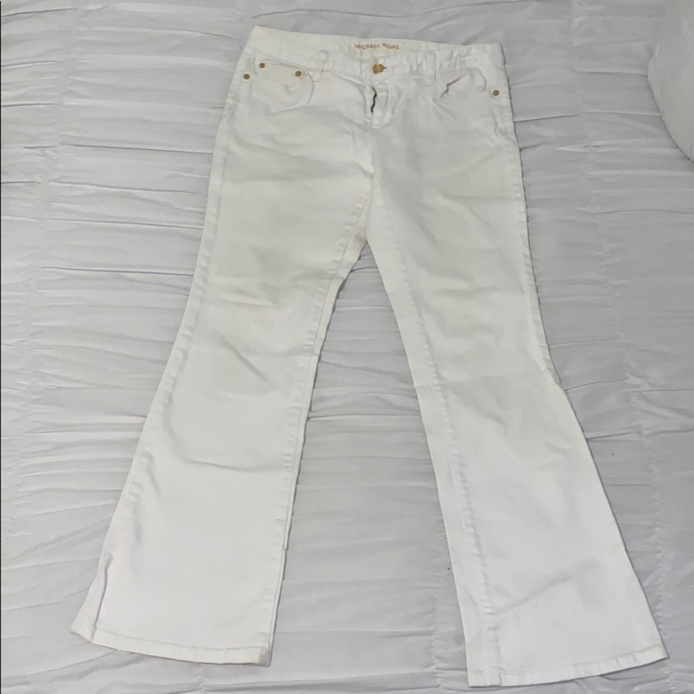 Michael Kors White Denim Wide Leg Jeans